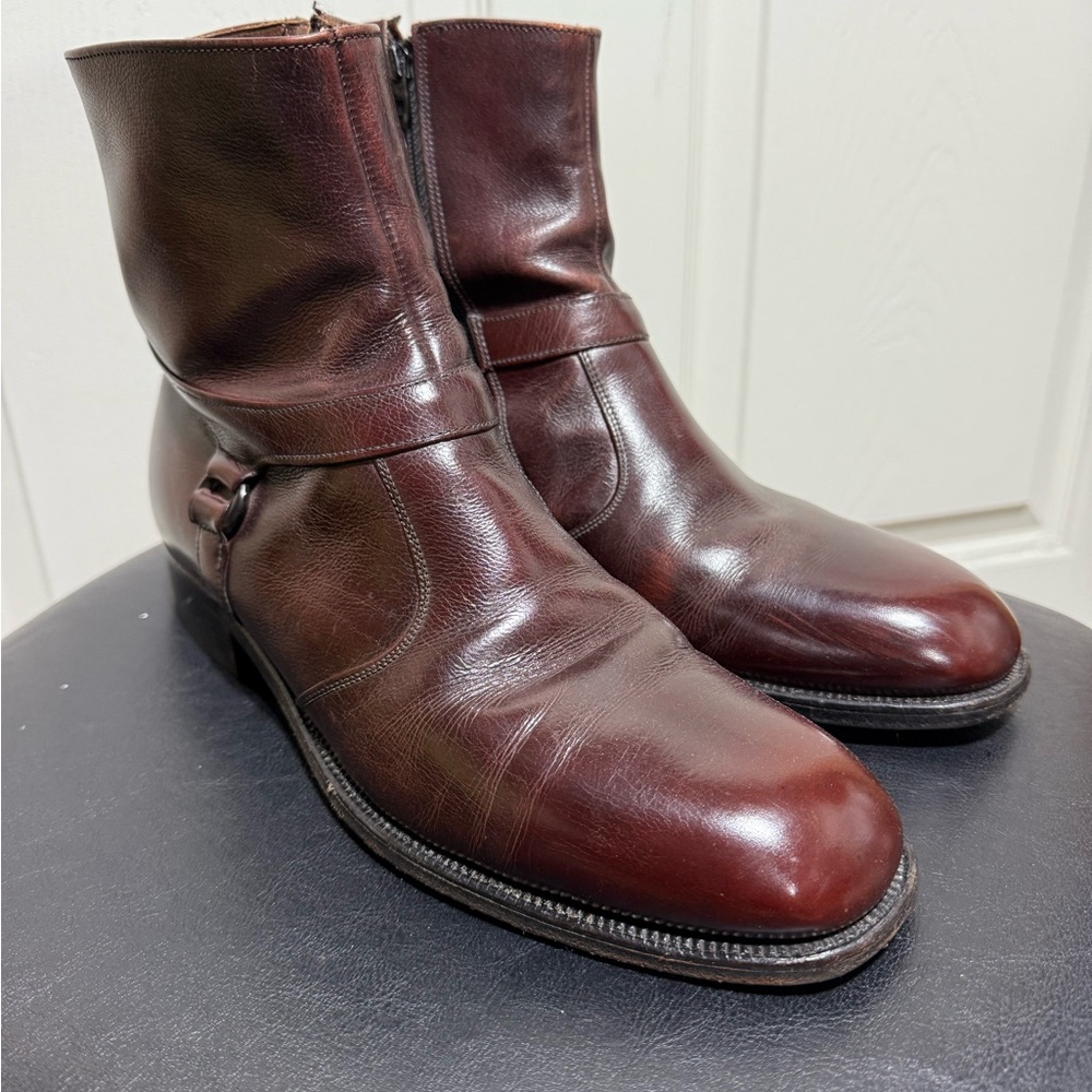 Breather Wright 468 Arch Preserver VTG Ankle Boots Men 9C Cordovan Leather Zip